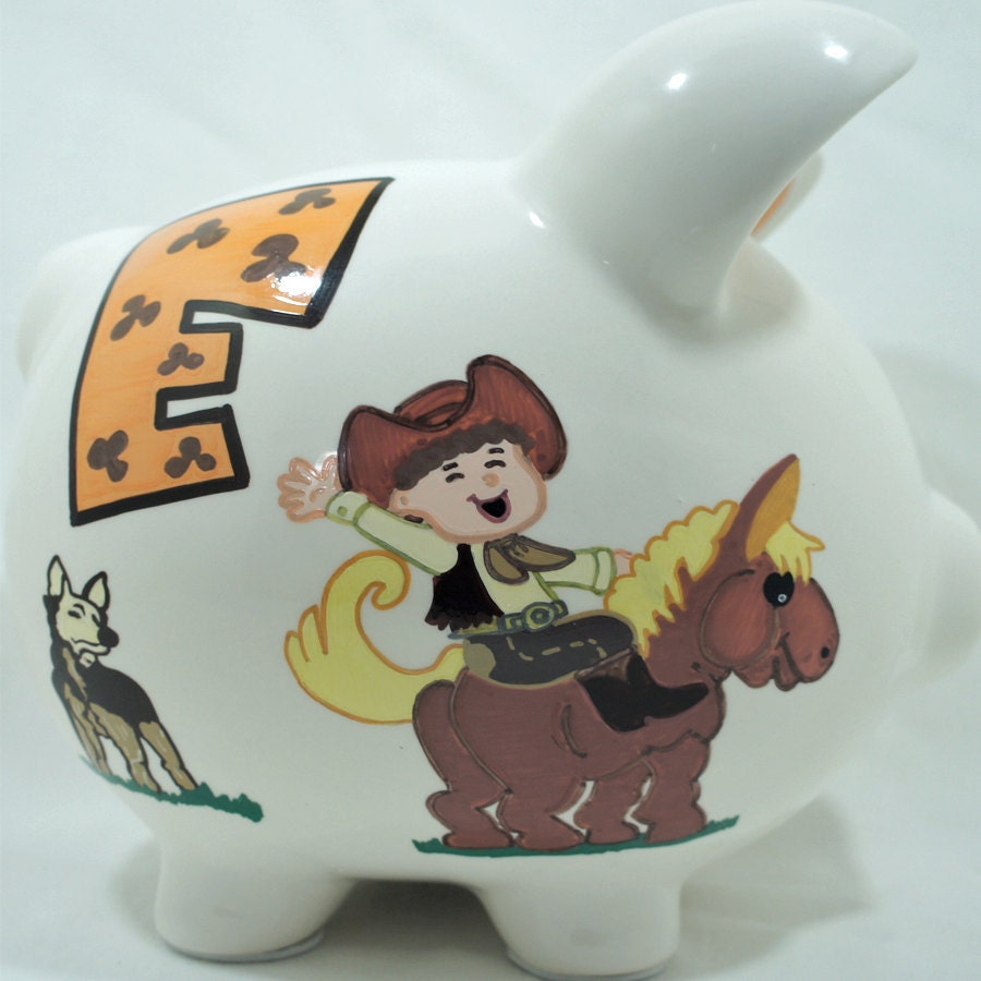 Personalized piggy bank for kids Real Cowboy