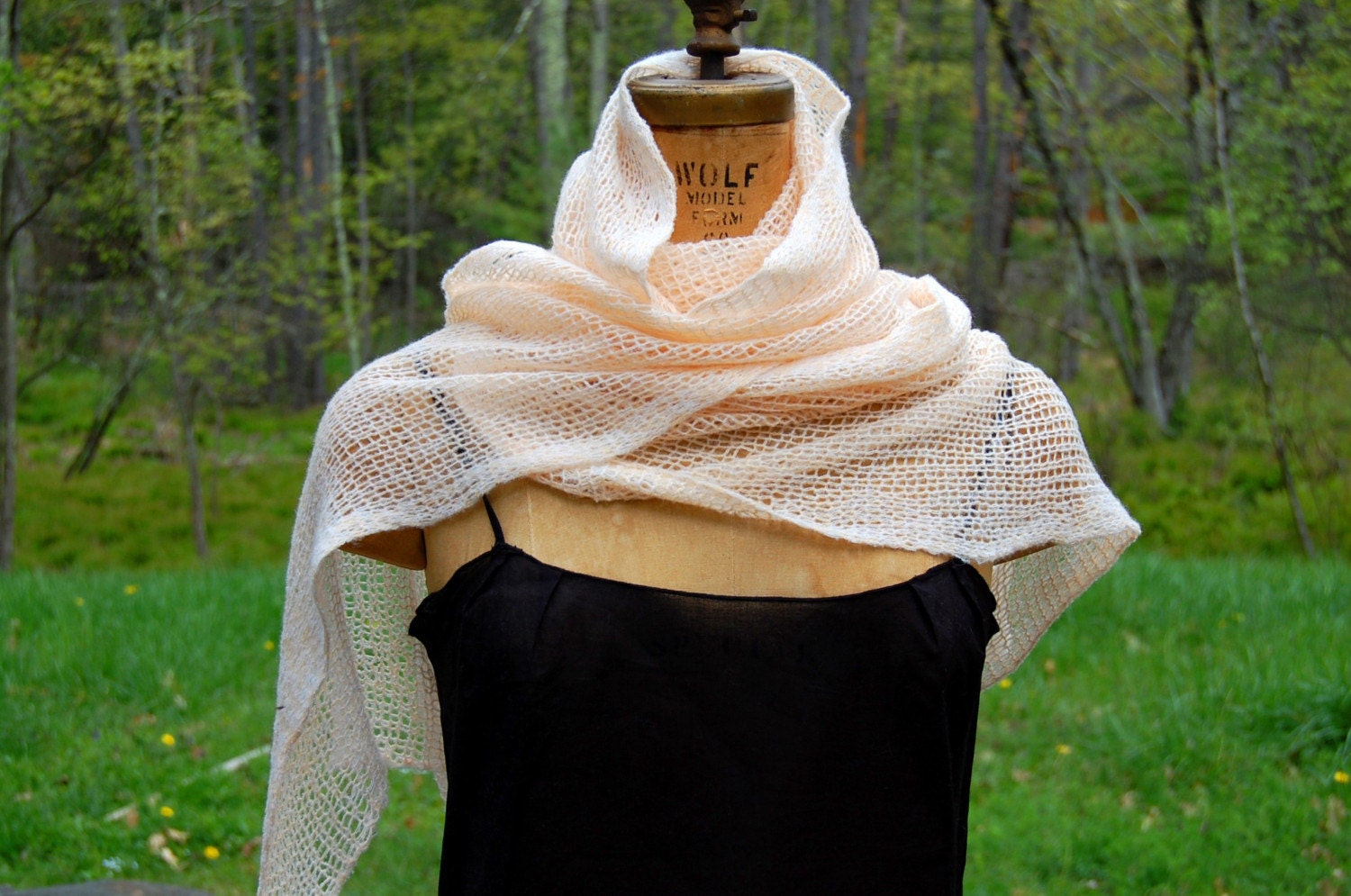 Just Peachy Lightweight Boucle Cashmere Scarf/Shawl