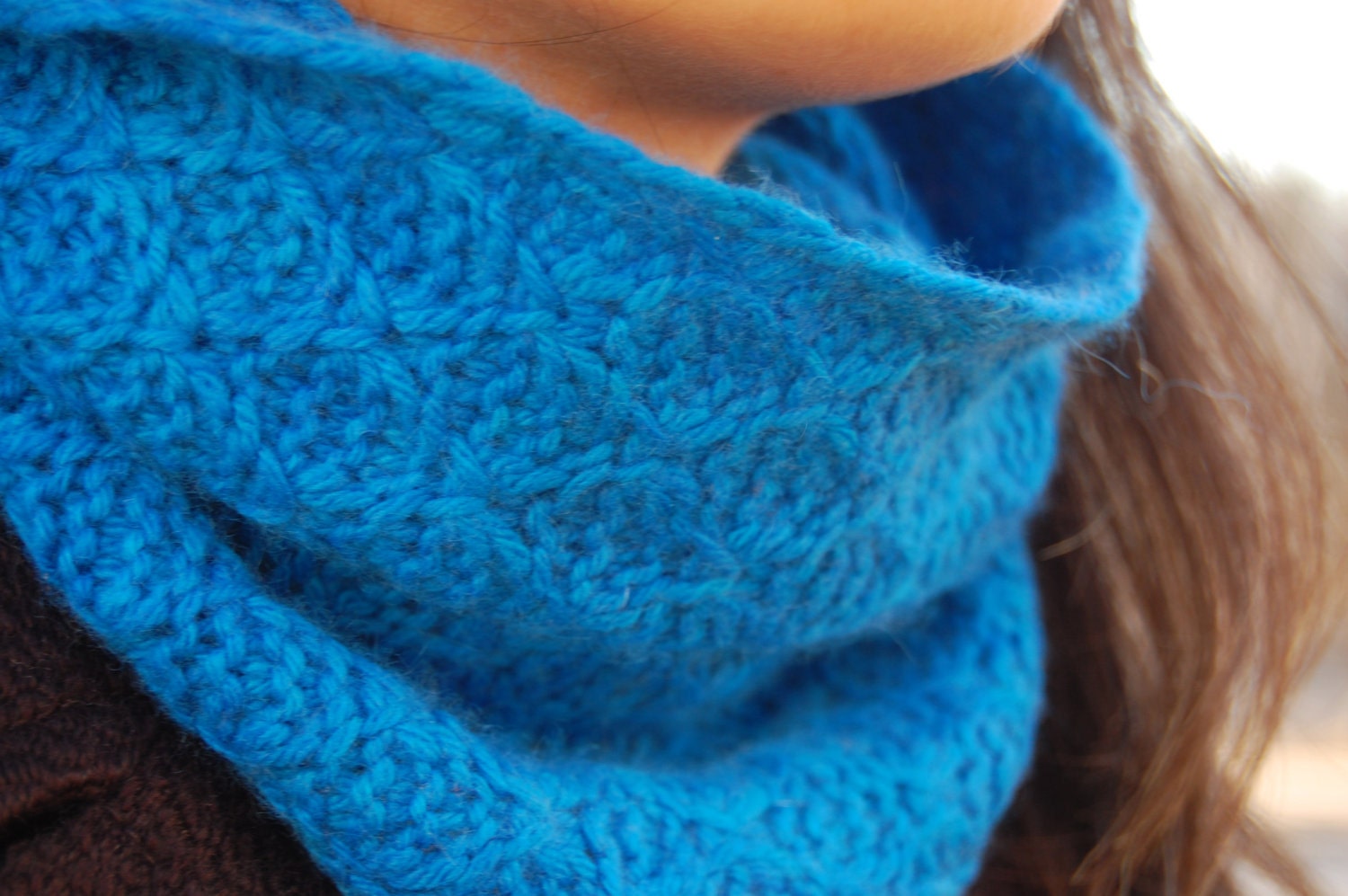 Cashmere Knit Cowl in Azure : Womens Neck Warmer Scarf