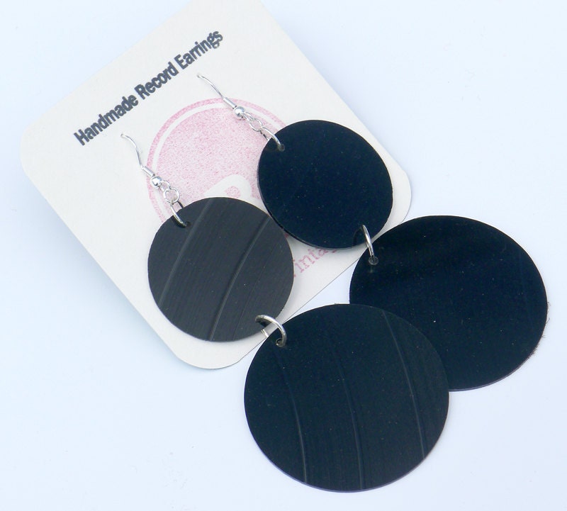 Giant Dangle Double Record Earrings