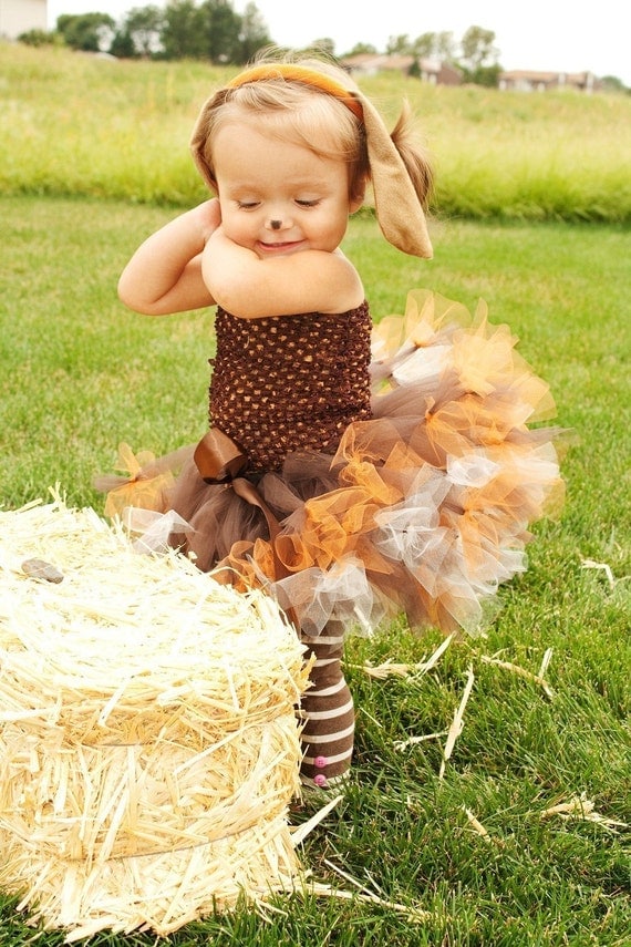 Pretty Little Pup Crochet Petti-Tutu Dress and Dog Ears Headband- SZ 0-2T