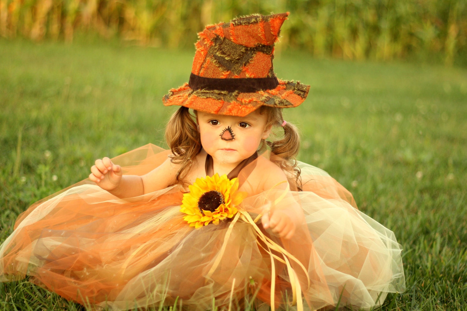 Sassy Little Scarecrow Tutu Dress and Matching Hat- sz 0-3 YRS