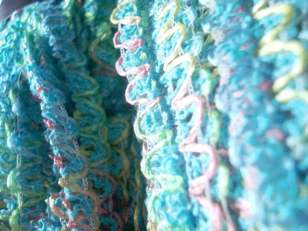 Stacy Charles Za Za Designer Yarn 1 Skein Wild Zig Zag Ribbon Destash Teal Blue Multi Color