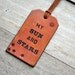 Single Custom Vertical Leather Luggage Tag. Stamped with Your Name, Phrase, Verse. Gift for wedding, birthday, thank you, congrats.
