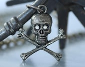 Say Cheese - Bent Skeleton Key Necklace with Skull and Crossbones by Prairieoats