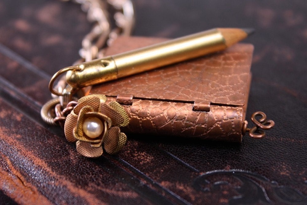 A Gardener's Journal - Brass Locket Necklace by Prairieoats