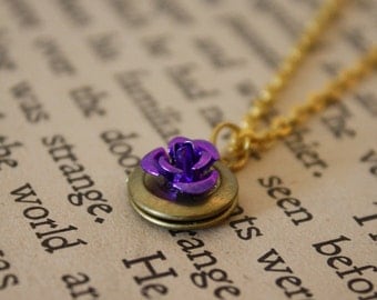 Fairy Tale Locket Necklace - Purple Rose