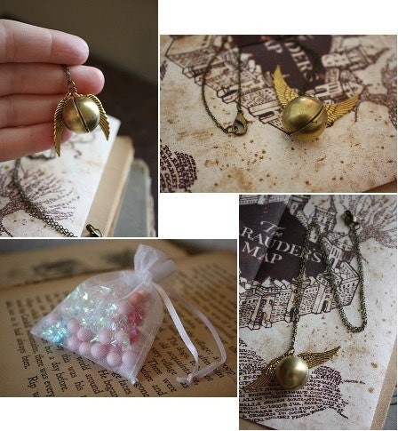ON SALE Harry Potter Golden Snitch Necklace - I Open At The Close - You Choose the Snitch