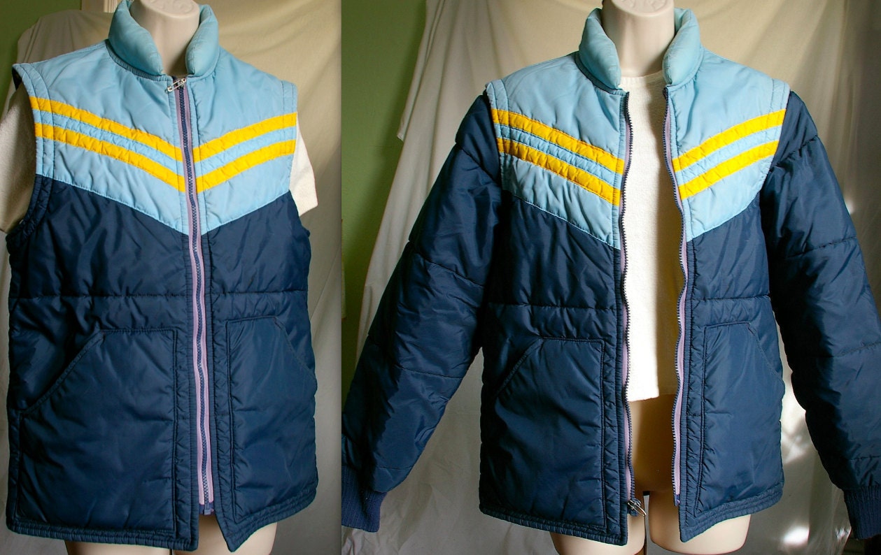 Puffy Chevron Coat with Detachable Sleeves