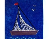 Nautical String on Velvet Sail Boat