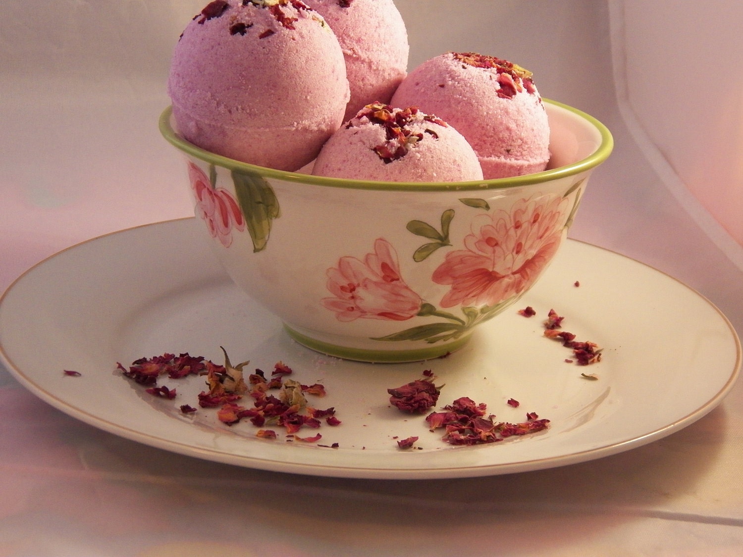 Set of 3 Sensual Rose Bath Bombs VEGAN Fizzies