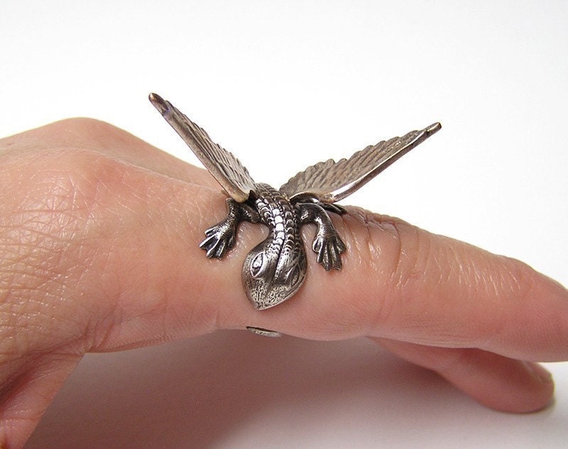 Steampunk Dragon Ring, dragon body wrap around finger (sw)
