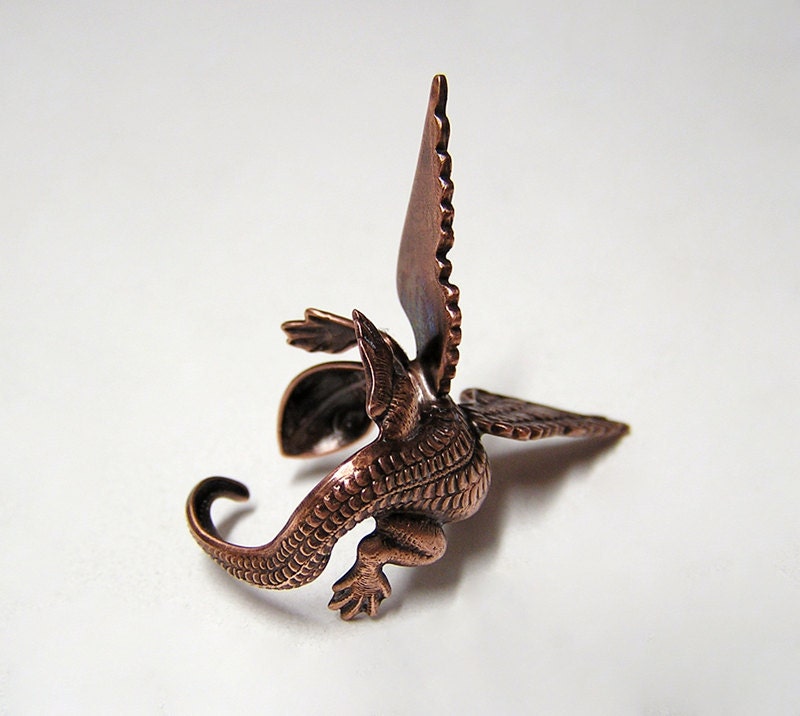 Steampunk Dragon Ring, dragon body wrap around finger (copper)