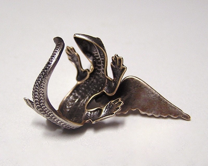 Steampunk Dragon Ring, dragon body wrap around finger (sw)