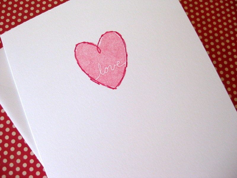 simple and sweet "love" stamped heart greeting card