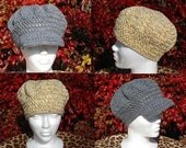 Instant Download PDF CROCHET PATTERN Newsboy Cap/Beanie Teen-Adult Hatband Circumference 20 inches Digital Pattern
