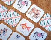 Memory Match  Game Animals Illustration Upcycled  Green Education Toy Kids Party Favors Stocking Stuffer  Teacher
