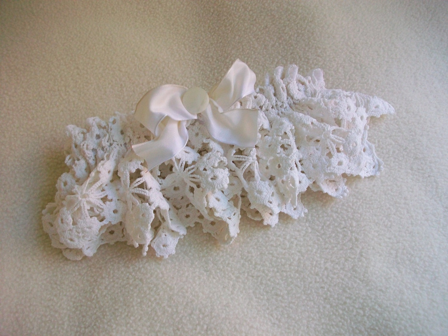 Bridal Garter Re Purposed White Vintage Lace Something Old Victorian