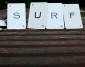 surf home decor vintage game card letters typography