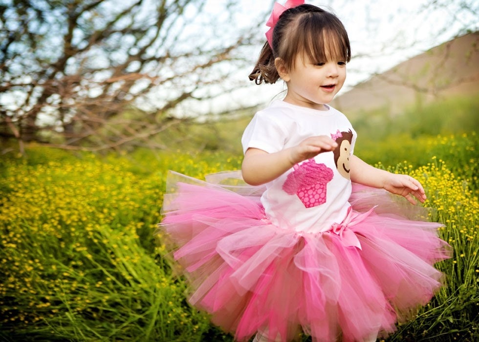 Hot Pink and Brown Embellished Tutu, Infant Size