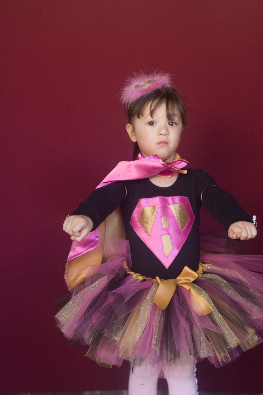 Super Girl Tutu in Hot Pink and Black, Preschool Size