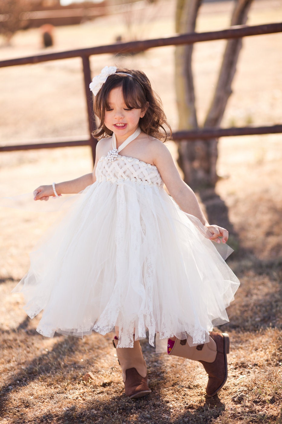Sweet Sophistication Flower Girl Dress, Shown in Ivory, Size Large