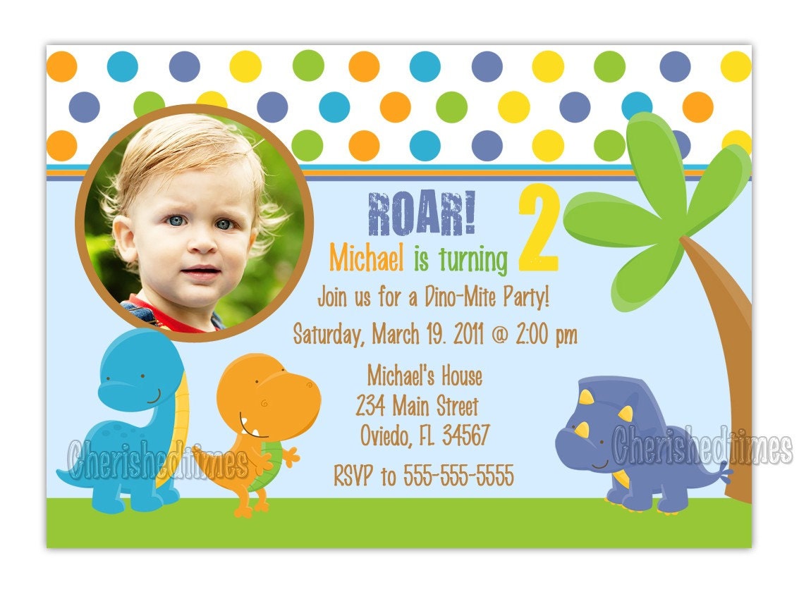 Sweet Dinosaurs Photo Card Invitation Boy or Girl (You Print)