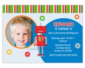 Robot Birthday Invitation With or Without Picture (You Print)