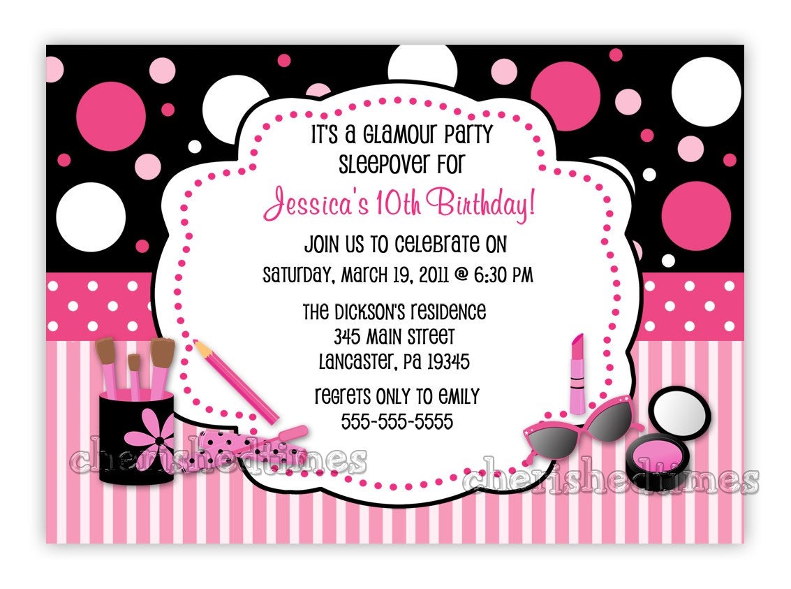 Glamour Make Up Birthday Party Invitation (You Print)
