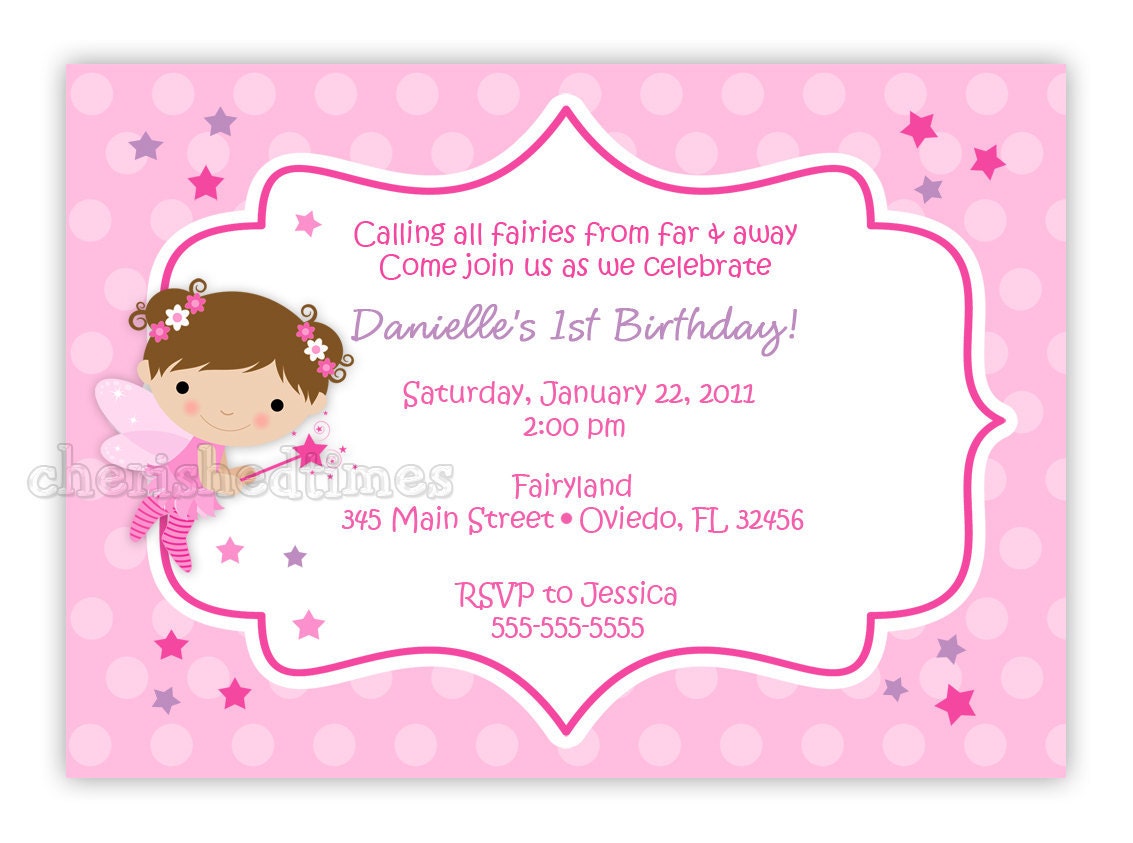 Lil' Fairy Princess Birthday Party Invitation (You Print)