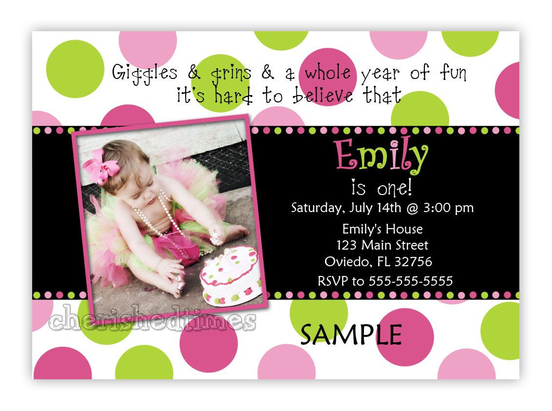 Dots Bithday Party Girl Invitation