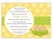 Sweet Peas Three Colors Style 3 for Twins Only Baby Shower Invitation (You Print)