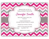 Modern And Colorful chevron Baby shower, Brthday or Any event Invitation. (Digital File)