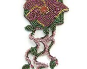 Necklace, Bead Embroidered Flower Pendant
