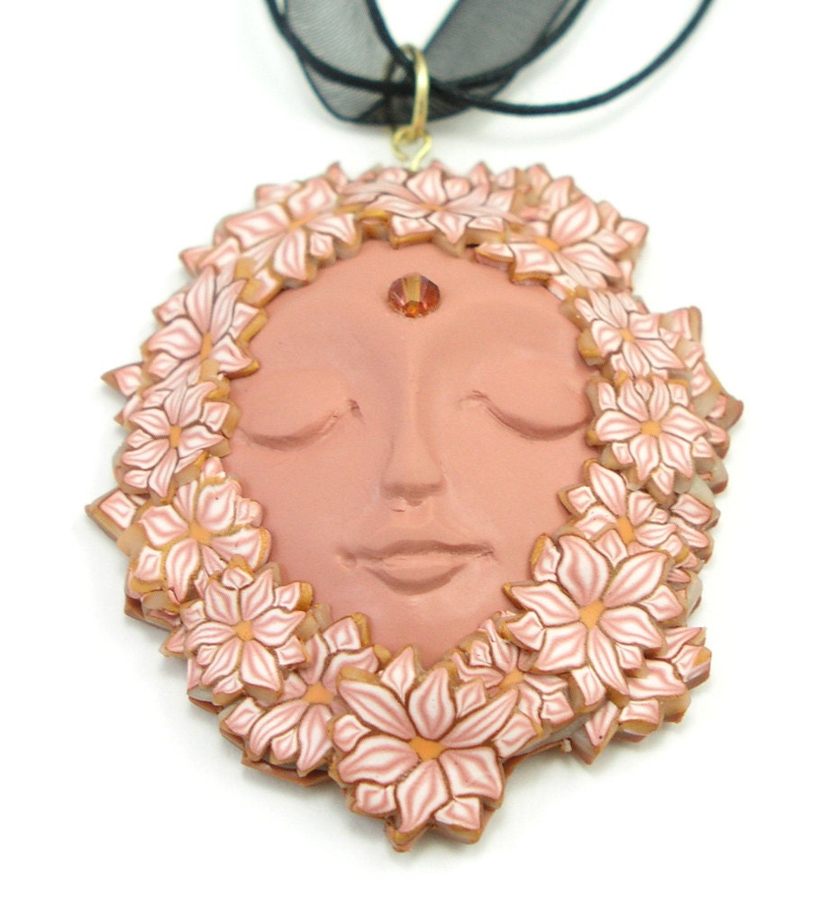 Lotus Woman Pendant, Polymer Clay - The Lotus Flower Collection