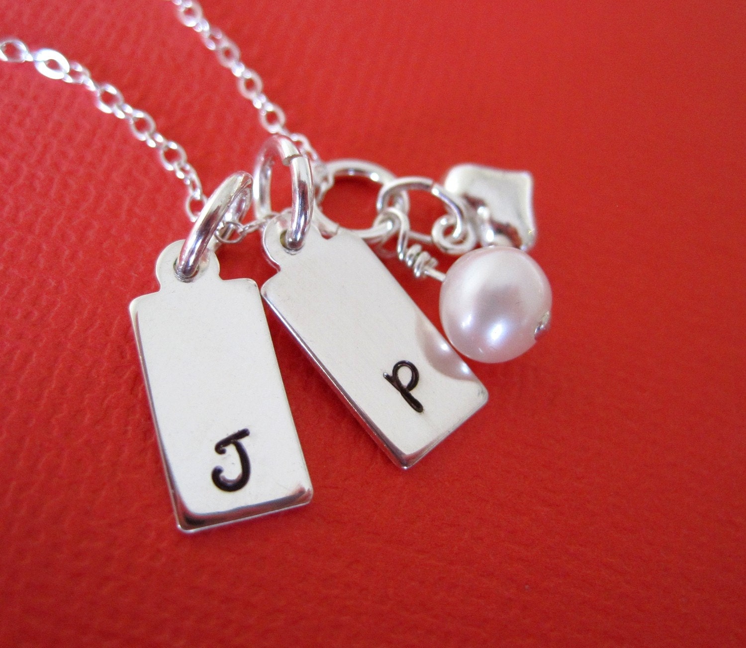 Simple and Elegant Personalized Initials Necklace - Sterling Silver Hand Stamped Jewelry By Hannah Design