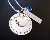 Ultimate I Love You To the Moon and Back Personalized Sterling Silver Necklace with Name and Birthstone