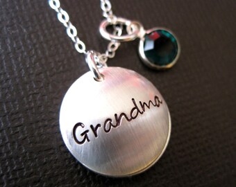 Proud Grandma Personalized Necklace - Secret Message On the Inside - Sterling Silver Hand Stamped Locket
