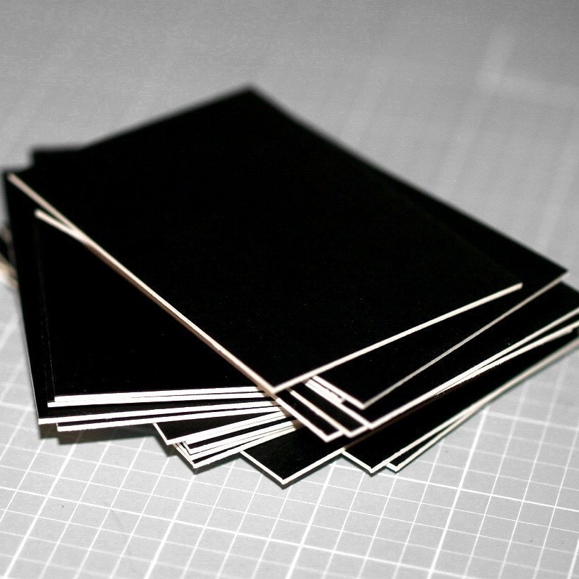 ATC / ACEO Blanks ... 20 Cards . Crescent Matboard . Mat Board . Poly Sleeves . Cardstock . Art Supplies . Jet Black . Smooth Surface