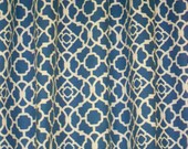 Pair of curtain drapery panels, Waverly lovely lattice, lapis blue, LINED with poly cotton lining 50 X 90 inches
