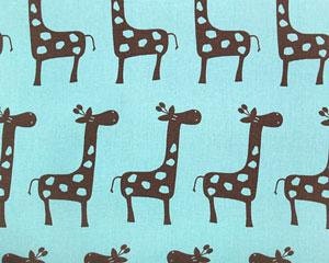 French blue and brown giraffe valance, kids room, children's decor, 42 x 16 inches, custom sizes available