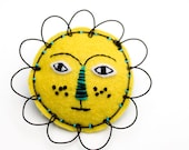 Felt Lion Face Brooch, mixed-media