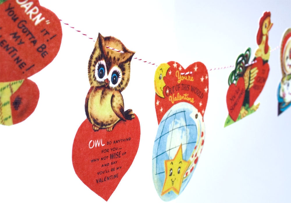 Vintage Valentine Card Garland