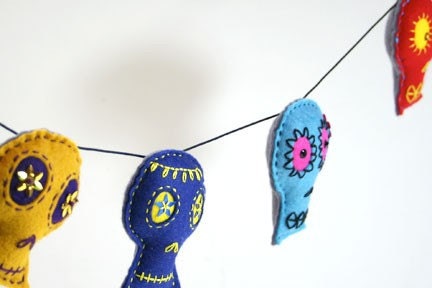 Large Bright Colored Skull Garland