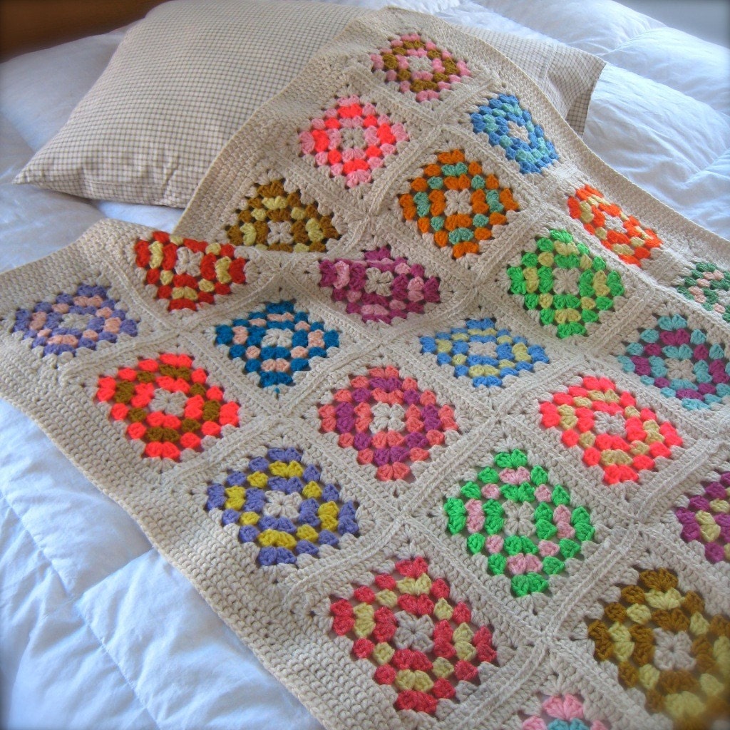SALE-Sweet as Candy Granny Square Afghan