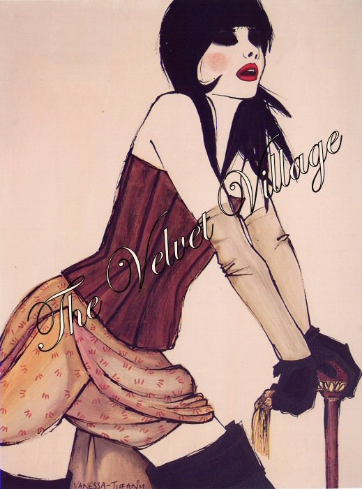 GLOVES 1 fashion illustration art print 18" x 12" (smaller sizes available) nude neutral shades sensual woman