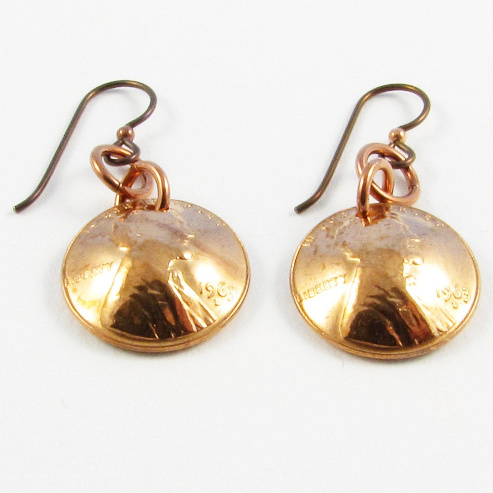 1963 Penny Earrings 50th Birthday Gift Personalized Coin Jewelry