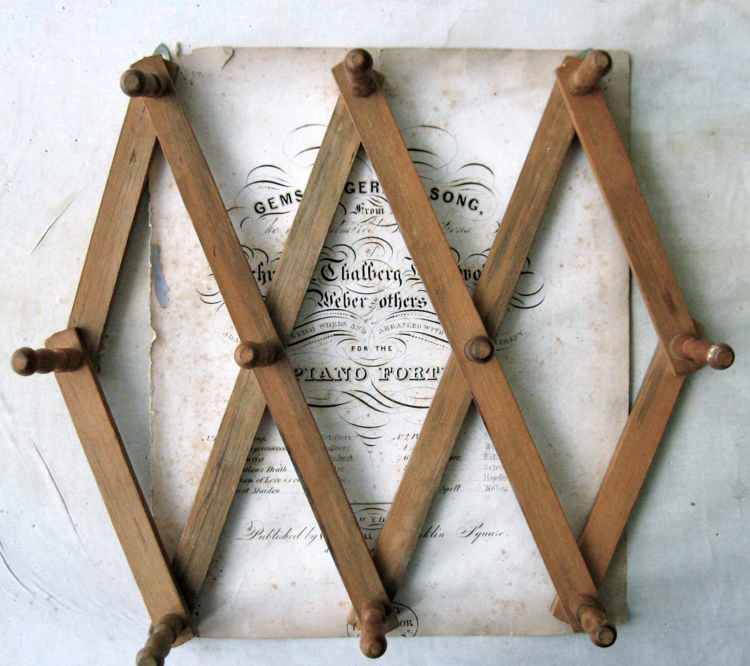 Vintage Wood Accordion Folding Rack