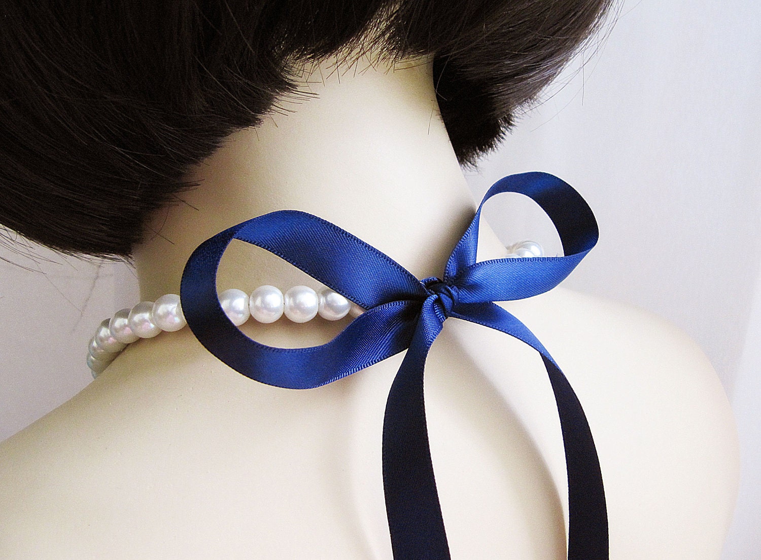 Wedding Jewelry Flower girl jewelry set Sweet and Simple Crystal White Pearl and Ribbon - 17 Ribbon colors to choose