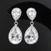 Wedding Bridal Earrings Bridesmaid Earrings Bridal Jewelry clear white large cubic zirconia Crystal tear drop Earrings Bridesmaid Gift